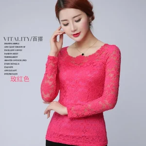 Body Rose Dentelle Manche Longue