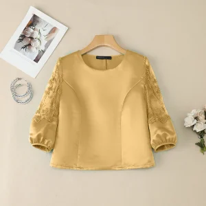 Body Femmes Satin Dentelle Jaune