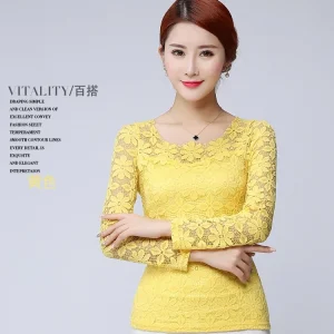 Body Jaune Dentelle Manche Longue